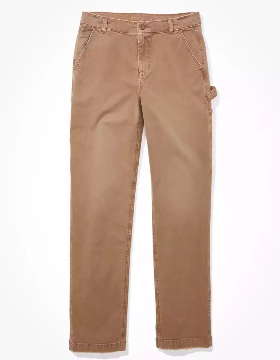 Jean American Eagle AE Stretch High-Waisted Droit Leg Carpenter Pant Marron Femme | ULL-63846745